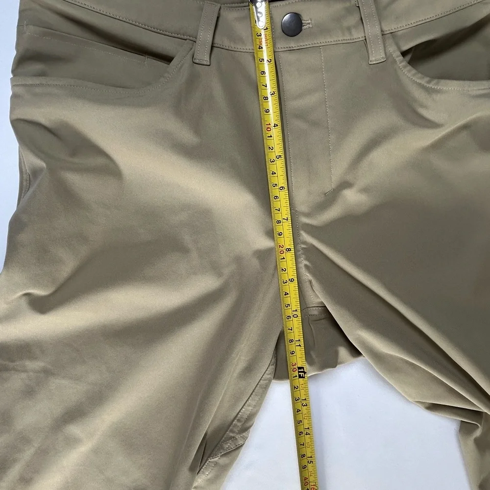 lululemon slim fit pants khaki beige size 31 stretch casual workwear